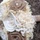 Rustic, Natural Burlap and Ivory Sola Flower Bride or Bridesmaid's Bouquet