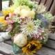 Sunflower Peonies and Wild Flowers Rustic Wedding Bouquet / Silk Bridal Bouquet / Country Wedding / Rustic Wedding / Silk Wedding Flowers