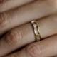 14k Gold Wedding Band, Roman Numerals Ring, Anniversary Ring, Trillion Diamond Ring, Trillion Diamond Band, Customized Wedding band