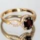 Garnet ring, 14k gold ring, Gemstone ring, Garnet ring gold, Halo ring, Gold halo ring, Woman gold ring, Promise gold ring