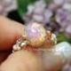Pink Opal Vintage West German Glass Ring Handmade Original Design Fine Jewelry October Birthstone