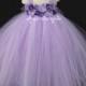 Crystal and Rhinestone Violet and Purple Flower Girl Tutu Dress Tulle Dress Light Purple Tutu Dress