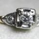 Engagement Ring Antique Diamond 14K Platinum Ring Deco Diamond Engagement Ring circa 1930s