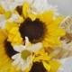 Sunflower Daisies Bouquet, FFT Original Design, Yellow White Silk Bridal Flowers Bride Accessory Woodland Rustic Wedding