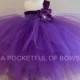 Purple Flower Girl Tutu Dress,  Girls Ball Gown, Toddler Formals, Long Tutu Dress