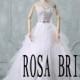 White wedding dress train , Wedding dress ball gown strapless, custom bridal dress, Beading wedding dress organza Custom size