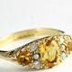 Art Deco 1920's 9ct gold Citrine, Pearl and Diamond engagement ring