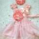 Flower girl dress, Princess Flower Pink Chiffon Lace Dress set, Girls dress, baby dress, Birthday dress,Baby Toddler,Pink dress,1st Birthday