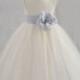 Ivory Flower Girl dress tie bow sash pageant petals wedding bridal children bridesmaid toddler elegant sizes 6-18m 2 4 6 8 10 12 14 