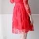 Red Lace Short Mini Cocktail, Prom or wedding party dress. Bridesmaid Wedding Dress