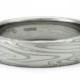Damascus Stainless Steel Womens Wedding Band Flat with Gently Swirling Patterning.  Unusual and Elegant Hand Crafted Ring.