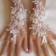 Free ship Wedding gloves beaded pearls Ivory  bridal gloves lace gloves fingerless gloves french lace gloves free ship