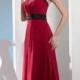 Violet-Halter A-Line Chiffon Red Long Prom Dress