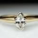 Vintage Marquise Cut Diamond Promise Ring in 14k Yellow Gold - Size 4