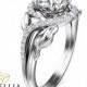 14K White Gold Diamond Ring,Unique Engagement ring,Vine Ring,Leaf Rings,Fashion Rings,Vine Engagment Ring,Nature Inspired,Art Deco Ring.