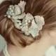 Vintage inspired crystal wedding comb. Floral AB crystal bridal hair comb. Wedding orchid comb. Gold bridal hair piece.