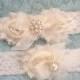SALE Wedding Garter Set- Vintage Bridal Garter-  Toss Garter included  Ivory with Rhinestones and Pearls  Custom Wedding colors