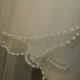 2T bridal veil, hand-string pearl veil, elbow veil, white ivory veil, pearl + comb bridal veil, wedding headpiece