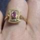 Ring Ruby Diamond 14K- Ring  c1900-1910   SAME DAY SHIP & Coupon Discount Available