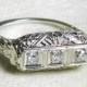 Antique Engagement Ring 18 K 1920s Old Cut Diamond Orange Blossom Filigree Art Deco Diamond Ring 1920s Three Stone Ring