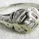 Art Deco Engagement Ring 0.33 cttw Old European Cut Diamond Engagement Ring in 18k White Gold 1/3 cttw