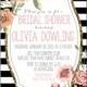 Bridal Shower Invitation, Wedding Shower Invite, Rustic bridal shower invitation,floral invitation,black and white,striped,printable,digital