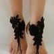 free ship black wedding barefoot ,gothic lace Party boho sexy tribal fusion sandals bridal halloween costume french lace fusion sandals