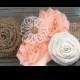 Rustic Peach Burlap Flower Girl Sash/Belt/Rustic Flower Girl Outfit/Country Wedding/Burlap Sash/Burlap Headband/Peach Burlap Headband