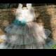 Rustic Flower Girl Dress - Mint Blue Flower Girl- Burlap Flower Girl Dress- Lace Flower Girl Dresses - Mint-Turquoise-Country Wedding