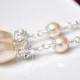 Pearl Bridal Earrings. Rhinestone Wedding Earrings. Pearl Wedding Jewelry, Swarovski Bridal Earrings