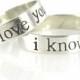Star Wars Wedding Bands - Han & Leia - I Love You - I Know - Pair of Sterling Silver His and Hers Wedding Bands