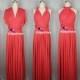 Maxi Full Length Bridesmaid Coral Infinity Dress Convertible Wrap Dress Multiway Long Dresses