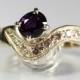 Purple Sapphire Engagement Ring With 14k Yellow Gold Diamond Band Size 6 1/2 Gemstone Wedding Jewelry