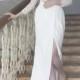 Long Wedding Dress, White and Nude Wedding Dress, Crepe and Lace Dress L10, Romantic wedding gown, Classic bridal dress, Custom dress