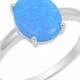 3.00CT Oval Cut Blue Opal Ring 925 Sterling Silver Lab Created Blue Opal Solitaire Wedding Engagement Anniversary Blue Opal Ring