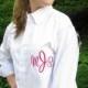 Bridal Party Wedding Day Shirts  -  Monogrammed Button Down in blue or white