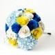 Bridesmaid or Bridal Bouquet with Hydrangeas, Roses, Brunia Berries made from Book Pages - IN YOUR COLORS - Alternative Wedding Flowers