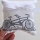 Tandem Bicycle Wedding Ring Bearer Pillow 4 x 4 inches on White Linen
