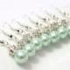 4 Pairs Mint Pearls Earrings, Set of 4 Bridesmaid Earrings, Pearl Drop Earrings, Swarovski Pearl Earrings, Pearls in Sterling Silver, 8 mm