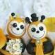 Bee wedding cake topper, personalized bee bride and groom, funny cute cake topper with banner