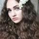 Аzalea hair flower. Wedding jewelry for brides.  Аzalea hair flower. White azalea on hair comb.  Hair comb polymer clay flowers.
