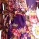 Bride Kimono robe - Bridesmaids Robes purple  - Floral robes blooms - Maid of honor -  Spa robe - Patterned Robe - Bridemaid gift robe