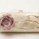 Champagne Cream & Dusty Rose Bridal Clutch or Bridesmaid Clutch - Rustic Cottage Country Woodland - Shabby Chic Bouquet Clutch