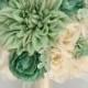 17 Piece Package Silk Flowers Wedding Bridal Bouquet Bride Artificial Bouquets Decoration TEAL MINT IVORY Aqua Green "Lily of Angeles MITE02