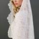 Lace Wedding Veil, Mantilla Veil, Bridal Veil, Chantilly Lace Veil, Short Veil, Ivory Veil, Off White Veil, Bridal Accessories, Veil  #1566
