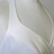 Clearance Sample: Fluid wedding gown, Ivory Halter V neck, Bias cut Chiffon,  handmade in Canada