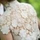 Krista Italian guipure embroidered lace bolero shrug cap sleeves ivory off white S M L CUSTOM