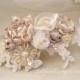 R795 - Liesl bridal hairpiece floral - veil comb wedding hair accessory - ivory champagne