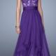 Sweetheart Beaded Applique Chiffon Majestic Purple A-line Prom / Homecoming / Evening Dresses By 2015 La Femme 20557