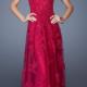 Sweetheart Cap Sleeves Cranberry Tulle Lace Appliques Prom / Homecoming / Evening Dresses By 2015 La Femme 20558